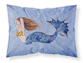 Brown Headed Mermaid on Blue Standard Pillowcase Lightweight Super Soft Easy Care Decorative Artwork Pillowcase, Standard