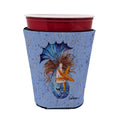 Brown Headed Mermaid on Blue Red Cup Hugger Sleeve for 16–22 oz Party Cups, Insulated Foam Drink Holder for Iced Coffee, Tailgate & BBQ Reusable