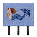 Brown Headed Mermaid on Blue Leash or Key Holder Wall Hooks, Coat Rack Wall Mount, for Hanging Keys, Towels, Aprons, Leashes