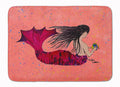 Black haired Mermaid on Red Memory Foam Kitchen Mat Machine Washable Anti-Fatigue Cushion Comfort Bath or Kitchen Rug