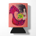 Black haired Mermaid on Red Can or Bottle Hugger Cooler Sleeve for Standard 12 oz Cans, Insulated Foam Beer & Soda Can Hugger Reusable