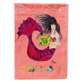 Black haired Mermaid on Red House Flag 28x40 Porch Sleeve Pole Decorative Outside Yard Banner Artwork Wall Hanging, Polyester
