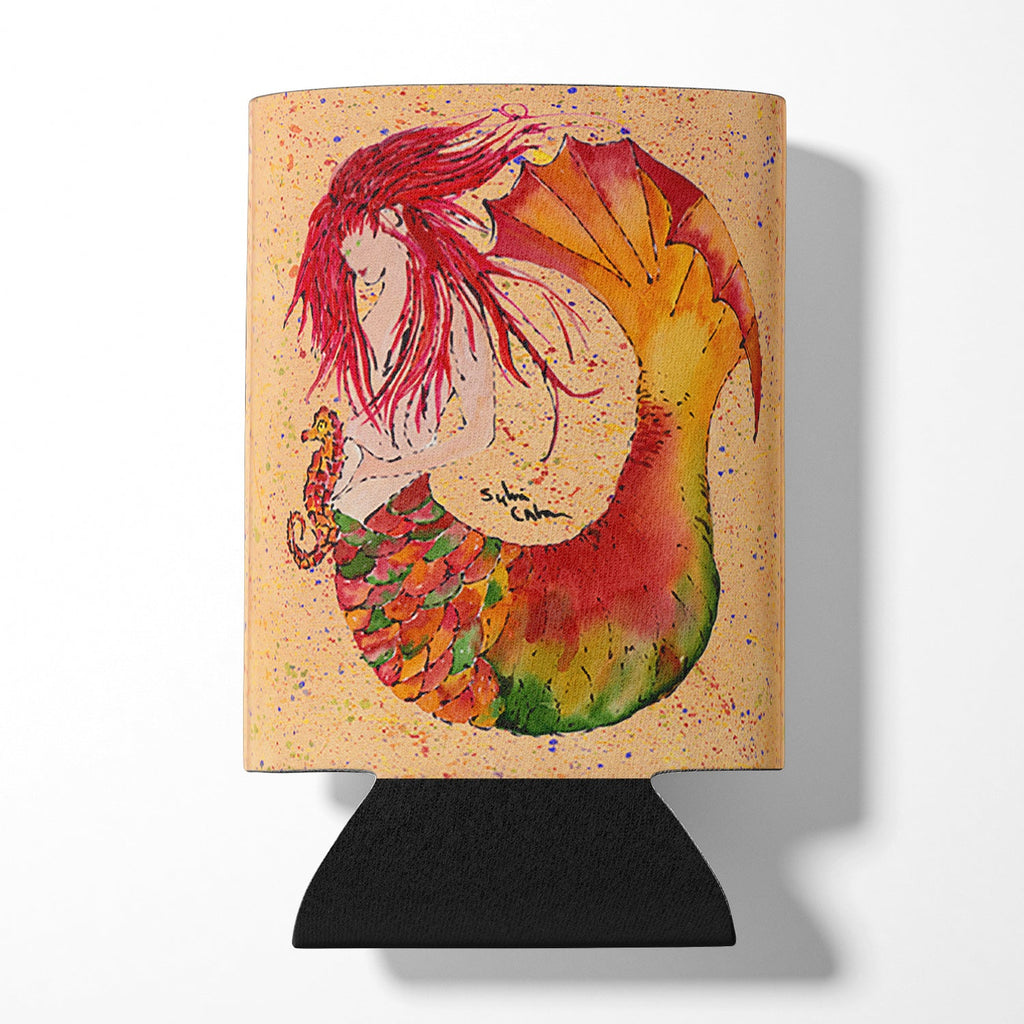 Red Headed Ginger Mermaid on Coral Can or Bottle Hugger Cooler Sleeve for Standard 12 oz Cans, Insulated Foam Beer & Soda Can Hugger Reusable