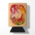 Red Headed Ginger Mermaid on Coral Can or Bottle Hugger Cooler Sleeve for Standard 12 oz Cans, Insulated Foam Beer & Soda Can Hugger Reusable