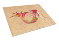 Red Headed Ginger Mermaid on Coral Cutting Board Tempered Glass Kitchen Cutting Surface, Heat Resistant Chopping, Non-Slip Feet, Food Prep & Serving