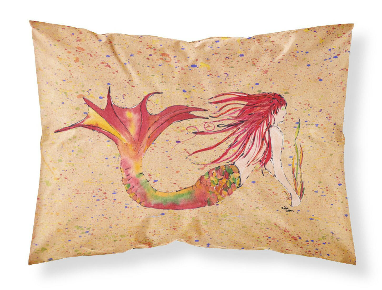Red Headed Ginger Mermaid on Coral Standard Pillowcase Lightweight Super Soft Easy Care Decorative Artwork Pillowcase, Standard