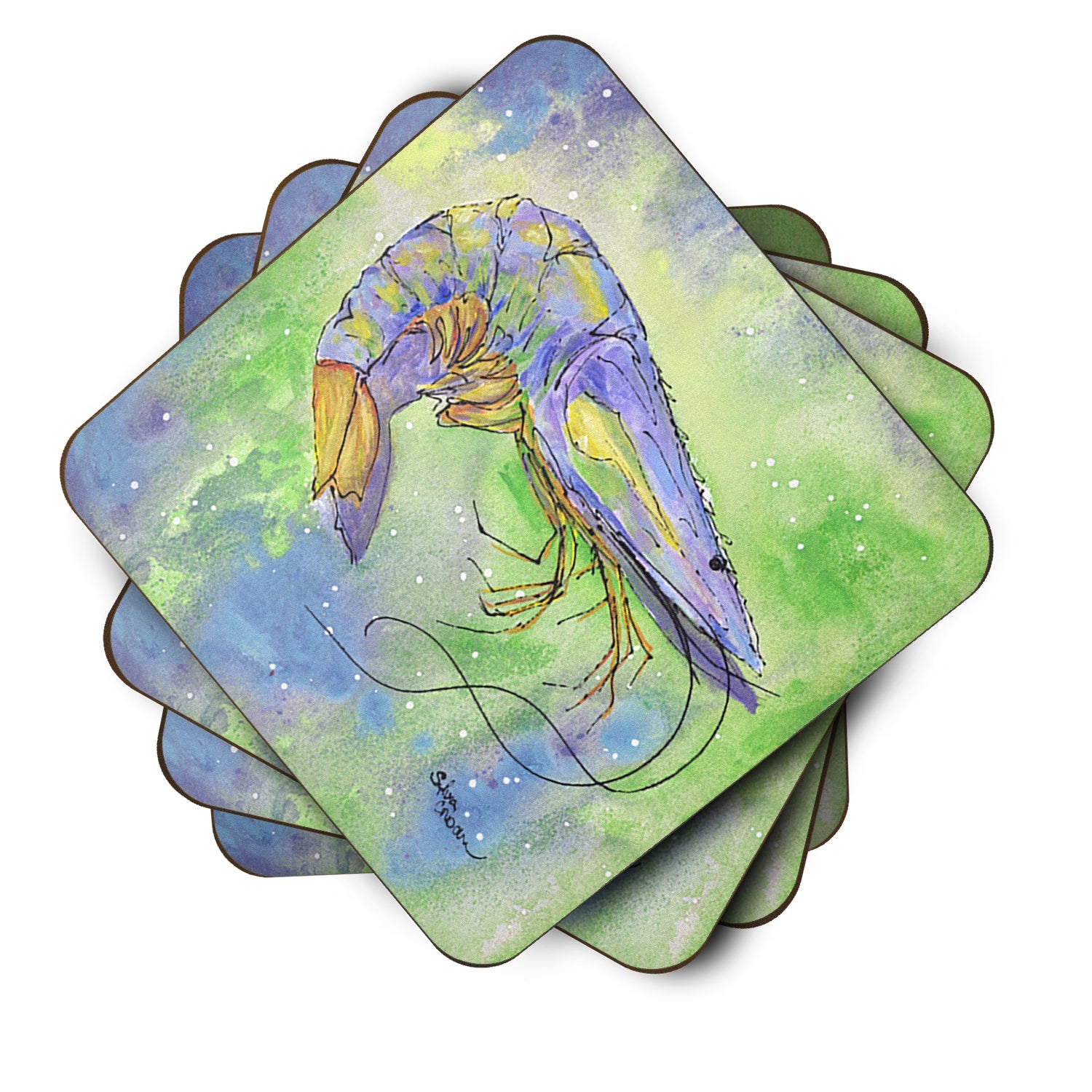 Shrimp Foam Coasters Set of 4 Cup Coasters for Indoor Outdoor, Tabletop Protection, Anti Slip, Mouse pad Material