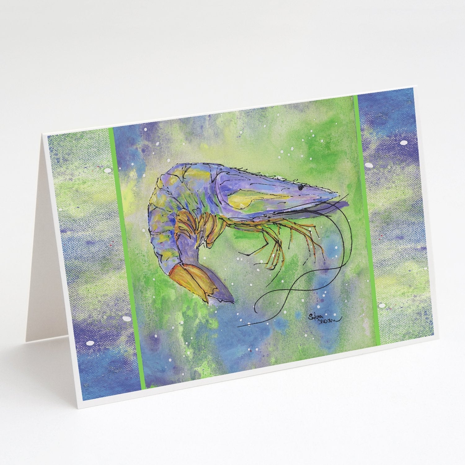 Shrimp Greeting Cards Pack of 8 Blank Cards with Envelopes Whimsical A7 Size 5x7