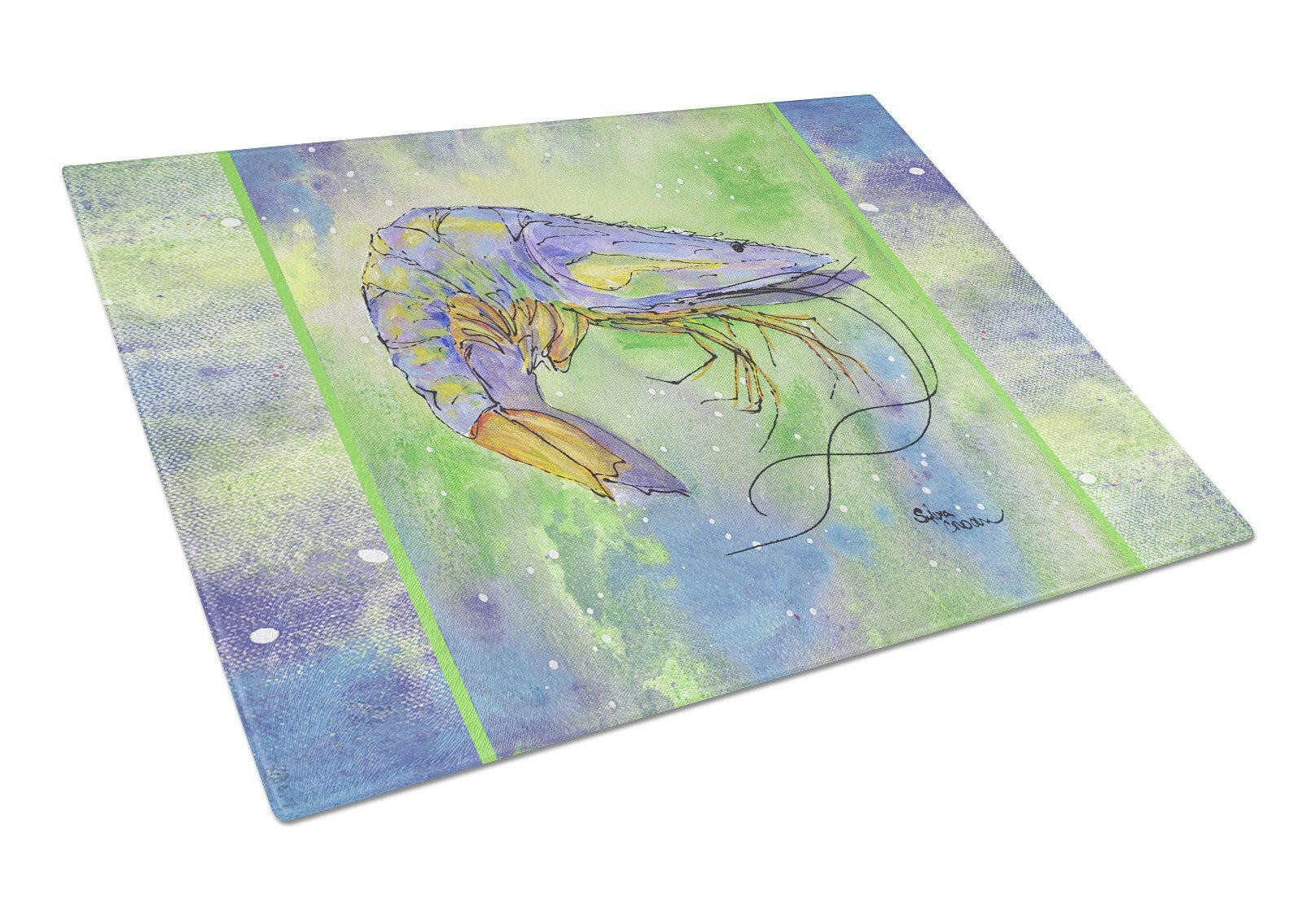 Shrimp Cutting Board Tempered Glass Kitchen Cutting Surface, Heat Resistant Chopping, Non-Slip Feet, Food Prep & Serving