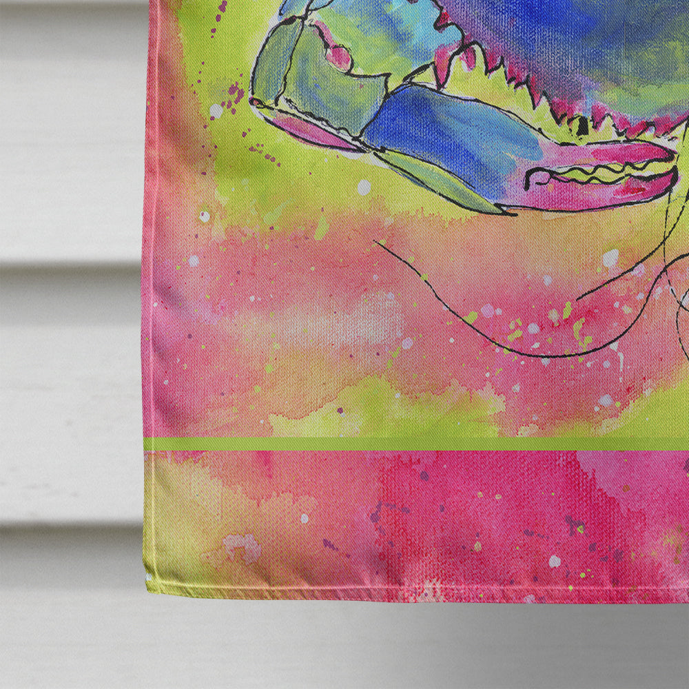 Blue Crab Bright Pink and Green House Flag 28x40 Porch Sleeve Pole Decorative Outside Yard Banner Artwork Wall Hanging, Polyester