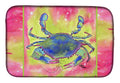 Blue Crab Bright Pink and Green Dish Drying Mat Absorbent Dish Drying Mat Pad for Kitchen Counter Dish Drainer Mat for Countertop, 14 x 21", Multicolor