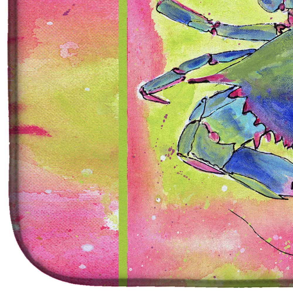 Blue Crab Bright Pink and Green Dish Drying Mat Absorbent Dish Drying Mat Pad for Kitchen Counter Dish Drainer Mat for Countertop, 14 x 21", Multicolor