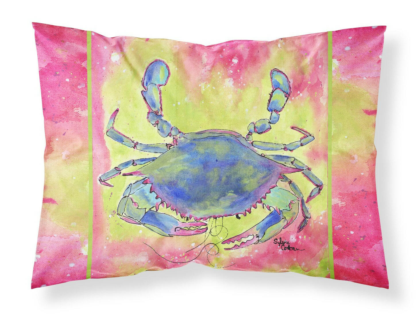 Blue Crab Bright Pink and Green Standard Pillowcase Lightweight Super Soft Easy Care Decorative Artwork Pillowcase, Standard