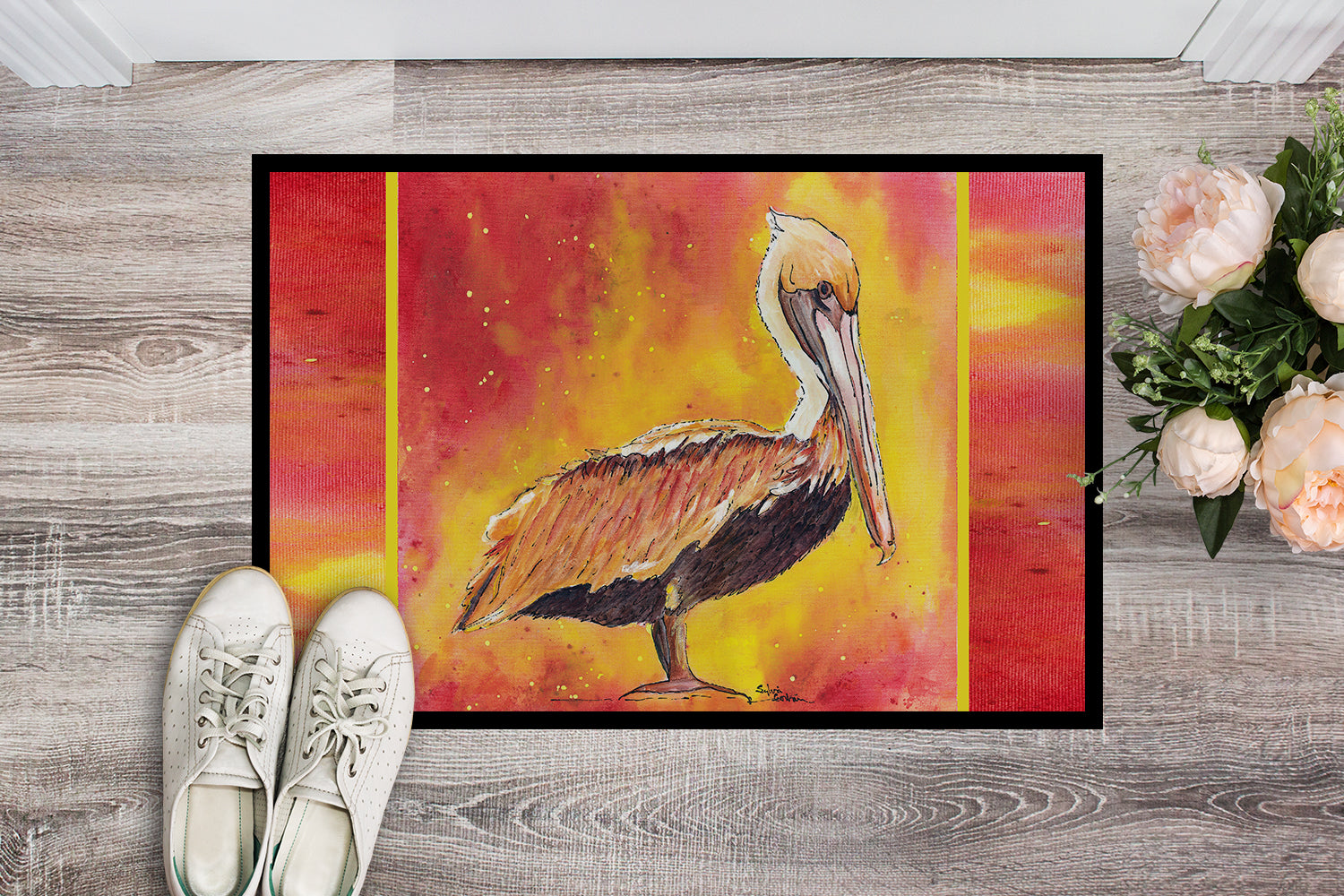 Brown Pelican Hot and Spicy Doormat Indoor Outdoor 24H X 36W Front Door Mat Rugs for Entryway, Non Slip Washable Low Pile,