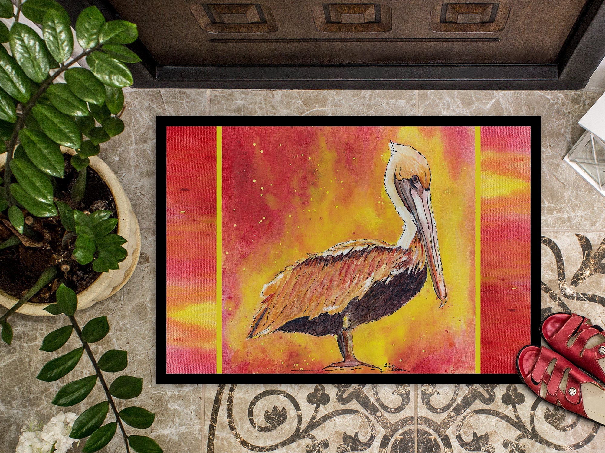 Brown Pelican Hot and Spicy Doormat Indoor Outdoor 24H X 36W Front Door Mat Rugs for Entryway, Non Slip Washable Low Pile,