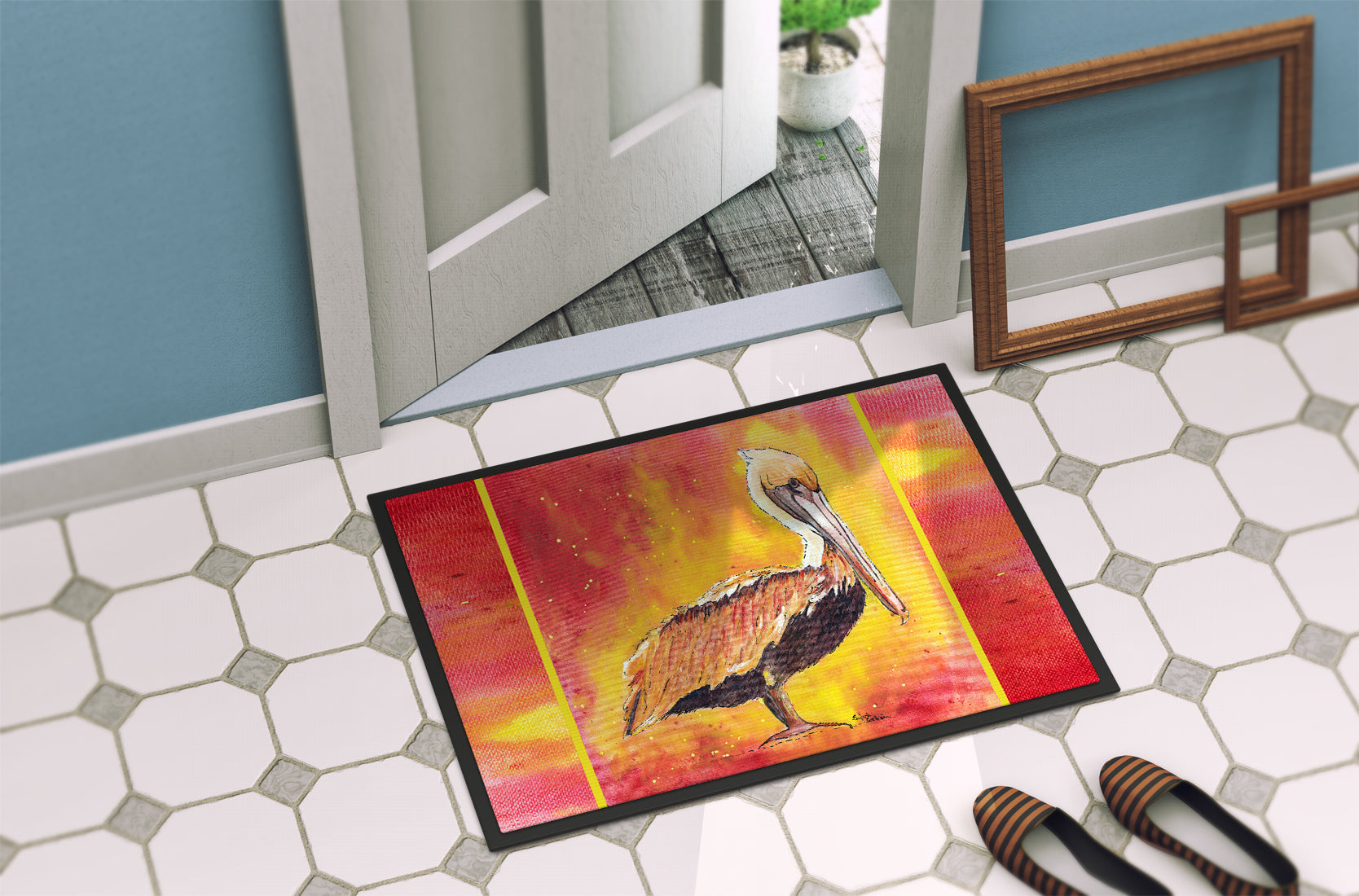 Brown Pelican Hot and Spicy Doormat Indoor Outdoor 24H X 36W Front Door Mat Rugs for Entryway, Non Slip Washable Low Pile,