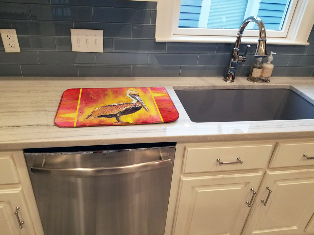 Brown Pelican Hot and Spicy Dish Drying Mat Absorbent Dish Drying Mat Pad for Kitchen Counter Dish Drainer Mat for Countertop, 14 x 21", Multicolor
