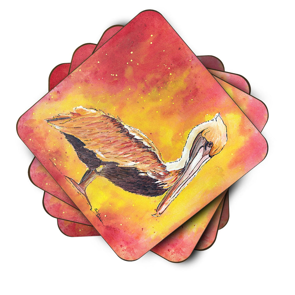 Brown Pelican Hot and Spicy Foam Coasters Set of 4 Cup Coasters for Indoor Outdoor, Tabletop Protection, Anti Slip, Mouse pad Material