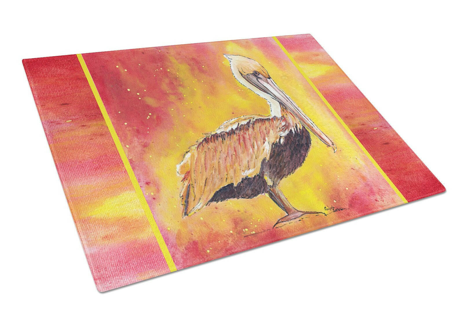 Brown Pelican Hot and Spicy Cutting Board Tempered Glass Kitchen Cutting Surface, Heat Resistant Chopping, Non-Slip Feet, Food Prep & Serving