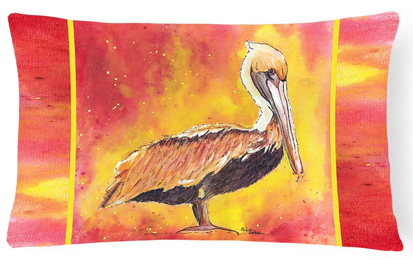 Brown Pelican Hot and Spicy Decorative Throw Pillow 12x16 Indoor Outdoor Accent Cushion, Fabric Cover with Insert for Sofa, Bed, Porch & Living Room