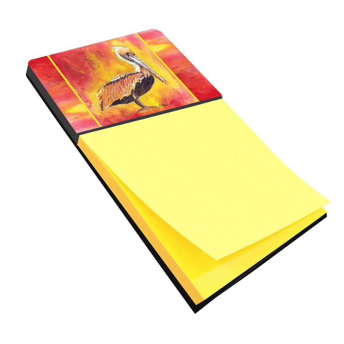 Brown Pelican Hot and Spicy Watercolor Sticky Note Holder Refillable Dispenser Desk Accessory 3x3 Pad Gift