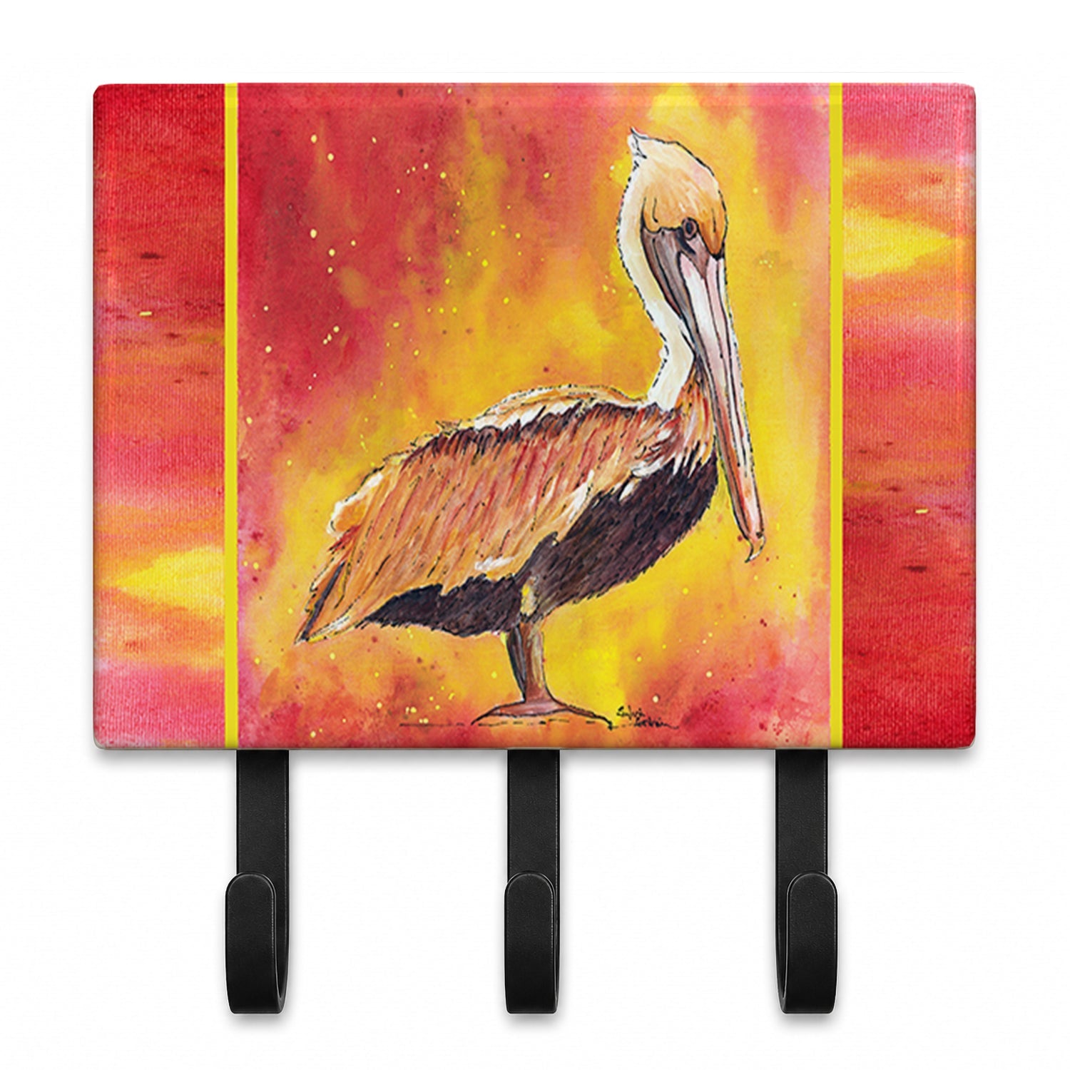 Brown Pelican Hot and Spicy Leash or Key Holder Wall Hooks, Coat Rack Wall Mount, for Hanging Keys, Towels, Aprons, Leashes