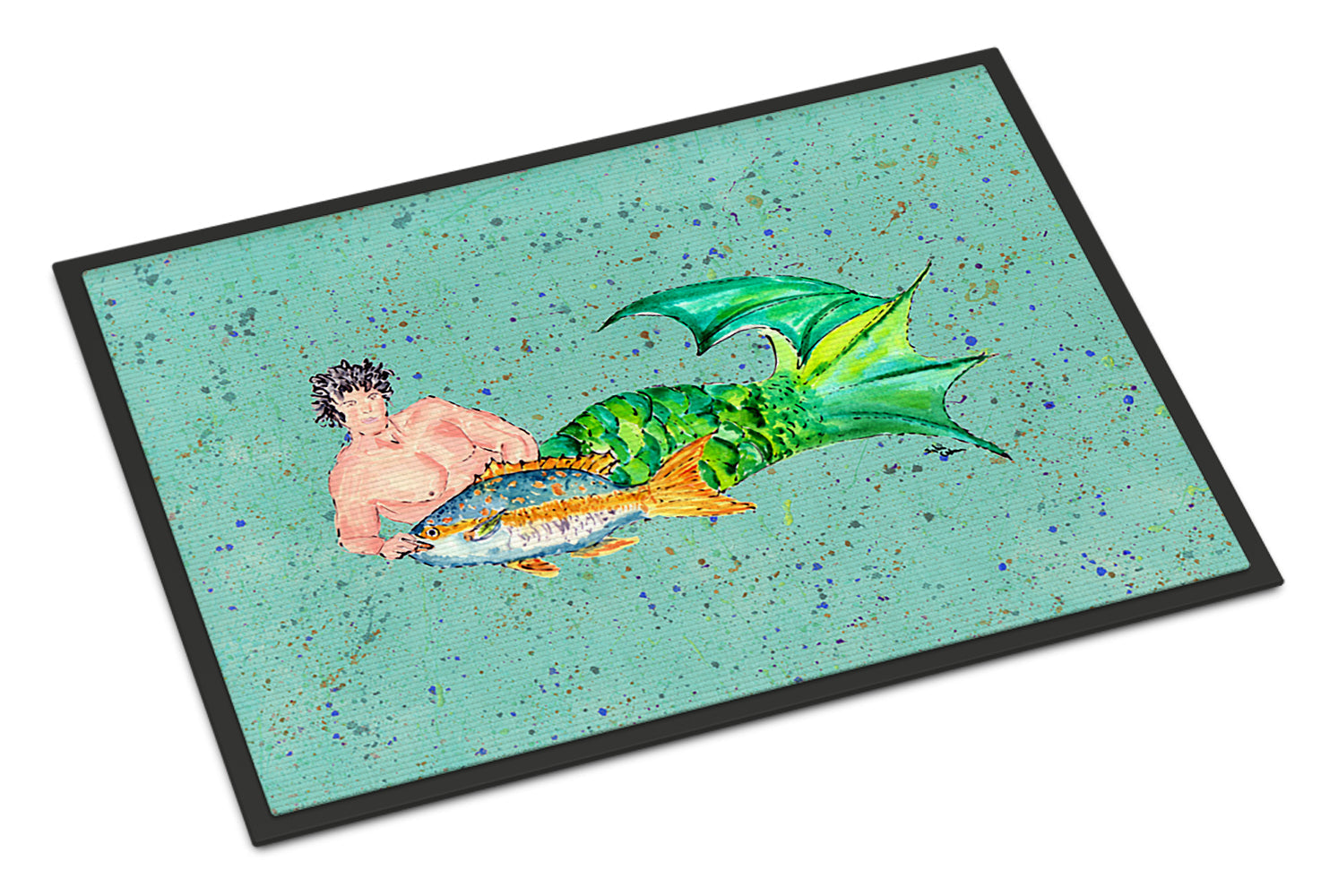 Black Haired Merman Doormat Indoor Outdoor 24H X 36W Front Door Mat Rugs for Entryway, Non Slip Washable Low Pile,