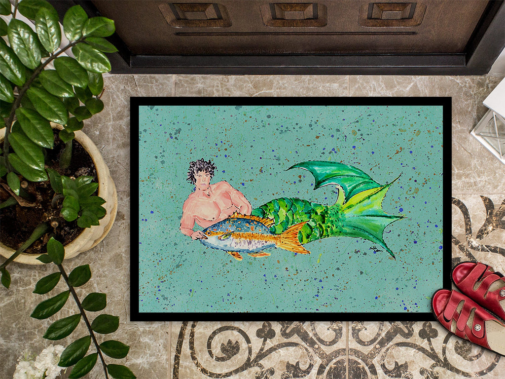 Black Haired Merman Doormat Indoor Outdoor 24H X 36W Front Door Mat Rugs for Entryway, Non Slip Washable Low Pile,