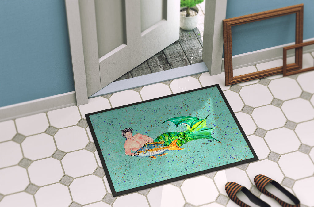 Black Haired Merman Doormat Indoor Outdoor 24H X 36W Front Door Mat Rugs for Entryway, Non Slip Washable Low Pile,