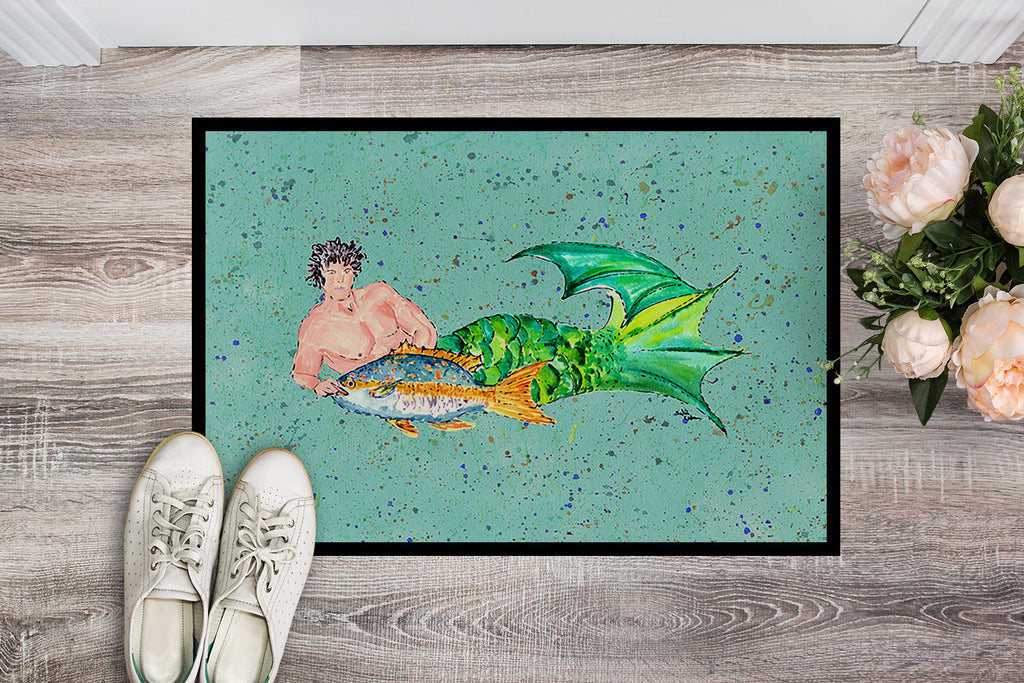 Black Haired Merman Doormat Indoor Outdoor 18H X 27W Front Door Mat Rugs for Entryway, Non Slip Washable