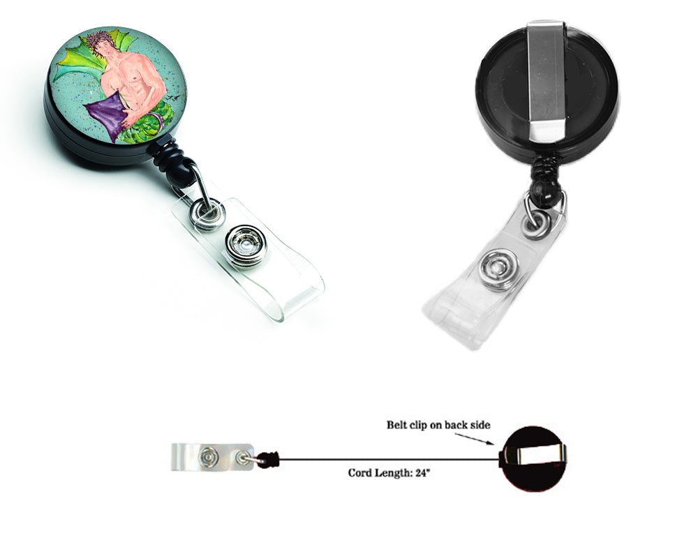 Black Haired Merman Retractable Badge Reel for Nurses ID Badge Holder with Clip Retractable Employee Badge Holder, Belt Clip