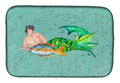 Black Haired Merman Dish Drying Mat Absorbent Dish Drying Mat Pad for Kitchen Counter Dish Drainer Mat for Countertop, 14 x 21", Multicolor
