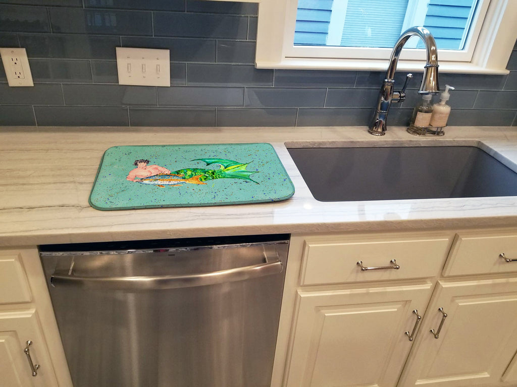 Black Haired Merman Dish Drying Mat Absorbent Dish Drying Mat Pad for Kitchen Counter Dish Drainer Mat for Countertop, 14 x 21", Multicolor
