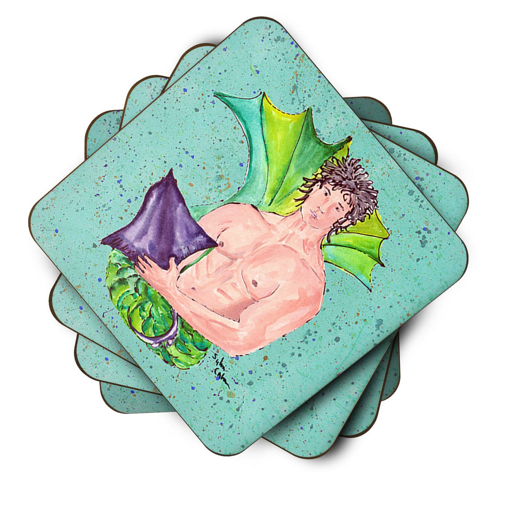 Black Haired Merman Foam Coasters Set of 4 Cup Coasters for Indoor Outdoor, Tabletop Protection, Anti Slip, Mouse pad Material