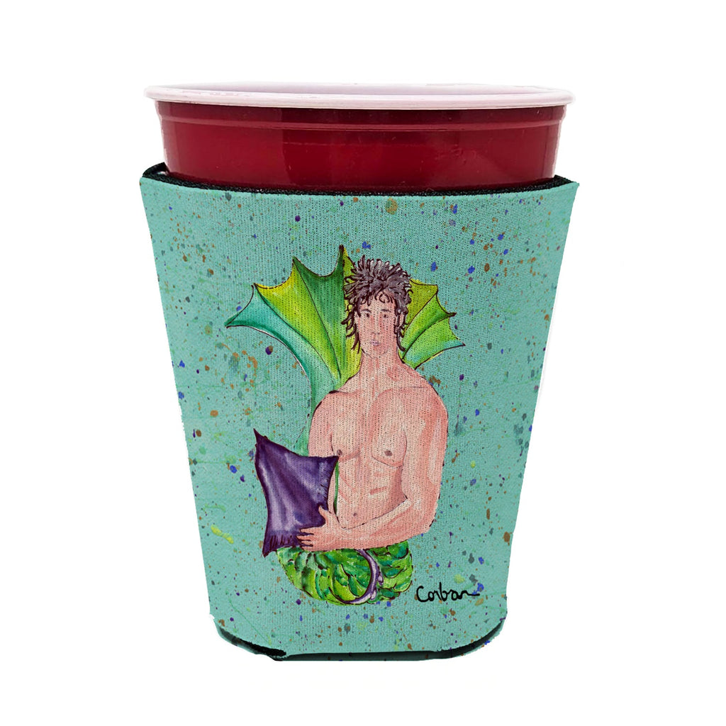 Black Haired Merman Red Cup Hugger Sleeve for 16–22 oz Party Cups, Insulated Foam Drink Holder for Iced Coffee, Tailgate & BBQ Reusable