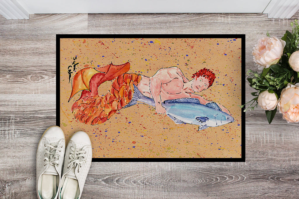 Red Headed Ginger Merman Doormat Indoor Outdoor 24H X 36W Front Door Mat Rugs for Entryway, Non Slip Washable Low Pile,