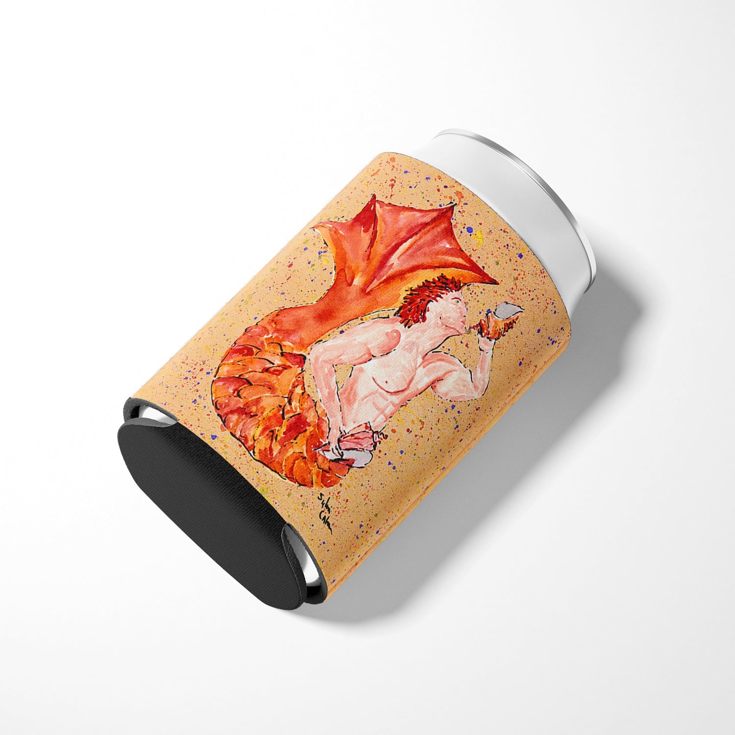 Red Headed Ginger Merman Can or Bottle Hugger Cooler Sleeve for Standard 12 oz Cans, Insulated Foam Beer & Soda Can Hugger Reusable