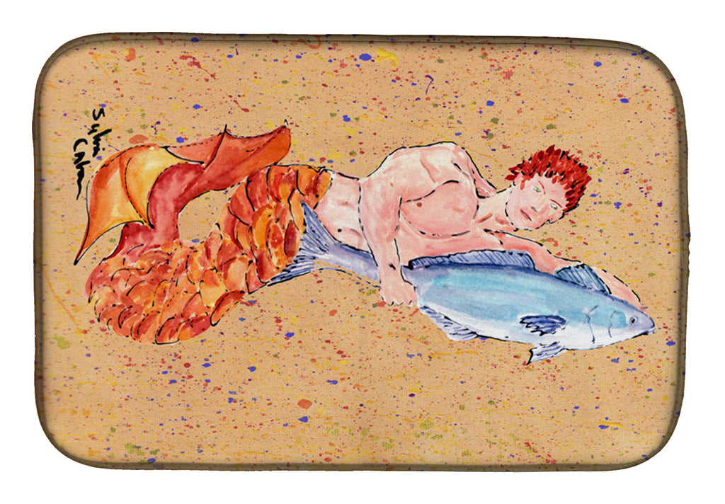 Red Headed Ginger Merman Dish Drying Mat Absorbent Dish Drying Mat Pad for Kitchen Counter Dish Drainer Mat for Countertop, 14 x 21", Multicolor