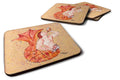 Red Headed Ginger Merman Foam Coasters Set of 4 Cup Coasters for Indoor Outdoor, Tabletop Protection, Anti Slip, Mouse pad Material