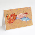 Red Headed Ginger Merman Greeting Cards Pack of 8 Blank Cards with Envelopes Whimsical A7 Size 5x7