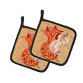Red Headed Ginger Merman Pot Holder Set of 2 Heat Resistant Quilted Hot Pads 7.5 x 7.5 Inch, Insulated Kitchen Trivets for Cooking & Baking