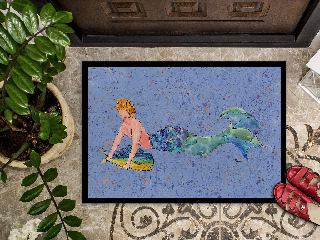 Blonde Merman Doormat Indoor Outdoor 24H X 36W Front Door Mat Rugs for Entryway, Non Slip Washable Low Pile,