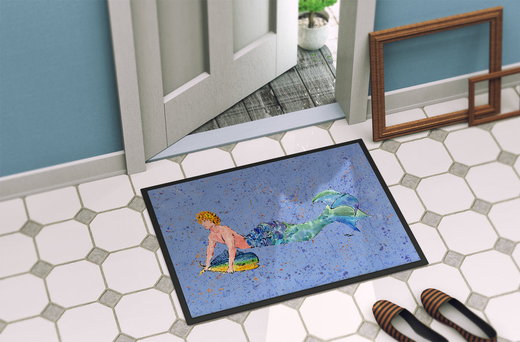 Blonde Merman Doormat Indoor Outdoor 24H X 36W Front Door Mat Rugs for Entryway, Non Slip Washable Low Pile,