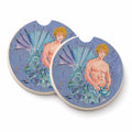 Blonde Merman Set of 2 Cup Holder Car Coasters Absorbent Round Sandstone Coasters Gifts for Men or Women, 2.5, Multicolor