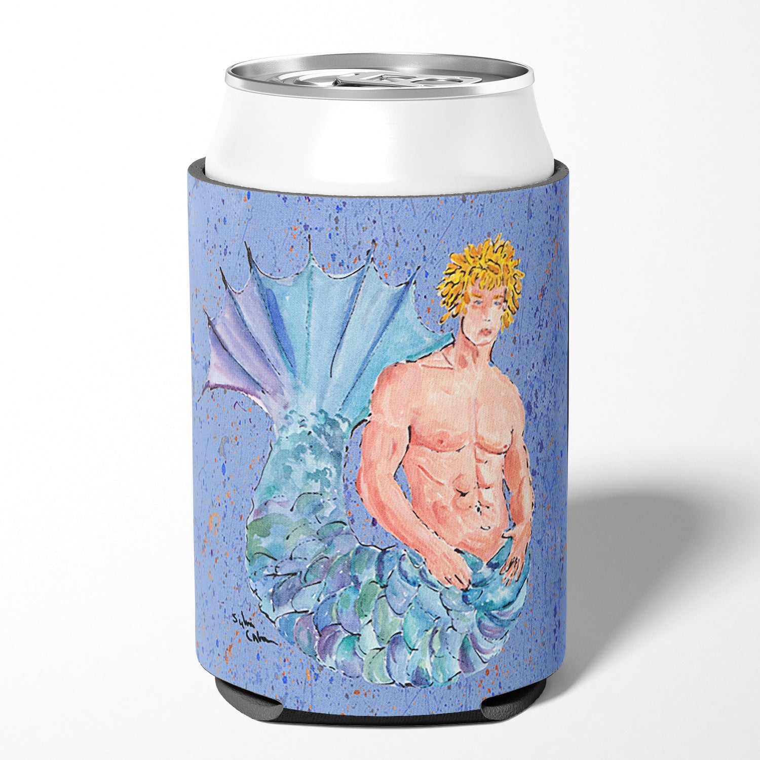 Blonde Merman Can or Bottle Hugger Cooler Sleeve for Standard 12 oz Cans, Insulated Foam Beer & Soda Can Hugger Reusable