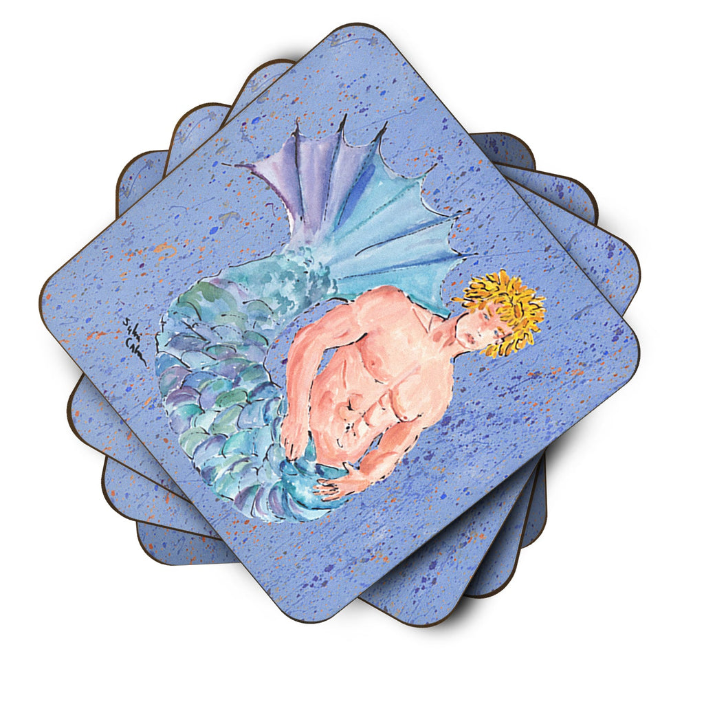 Blonde Merman Foam Coasters Set of 4 Cup Coasters for Indoor Outdoor, Tabletop Protection, Anti Slip, Mouse pad Material