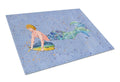 Blonde Merman Cutting Board Tempered Glass Kitchen Cutting Surface, Heat Resistant Chopping, Non-Slip Feet, Food Prep & Serving