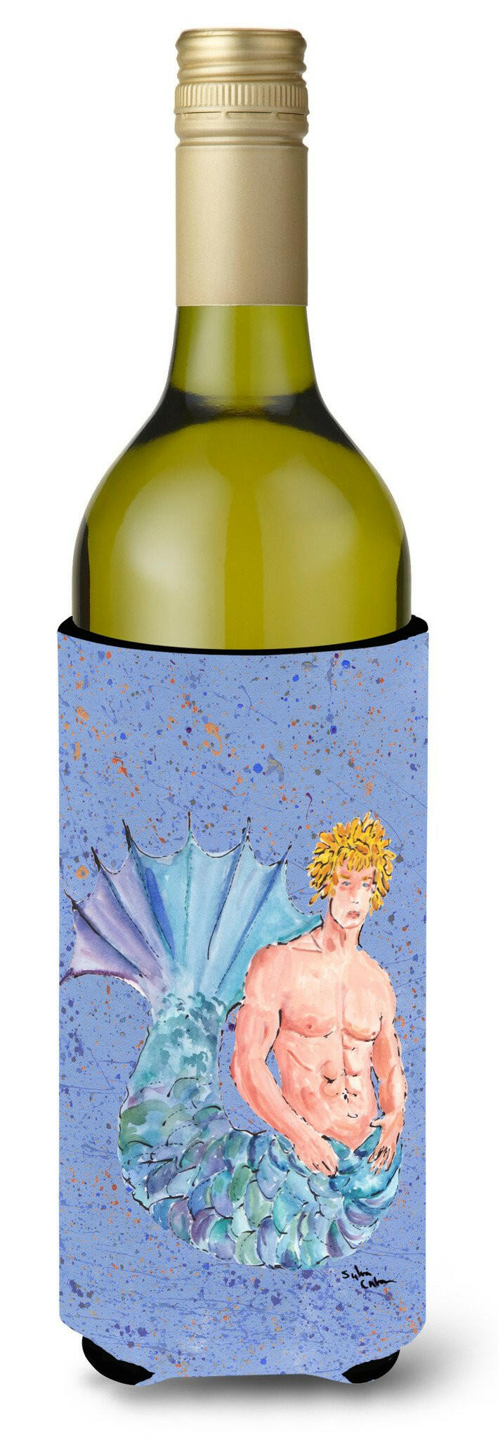 Blonde Merman Wine Bottle Hugger Gift Sleeve for Standard 750 ml Bottles, Insulated Reusable Also Fits Mini Shot & Pint Bottles