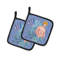 Blonde Merman Pot Holder Set of 2 Heat Resistant Quilted Hot Pads 7.5 x 7.5 Inch, Insulated Kitchen Trivets for Cooking & Baking