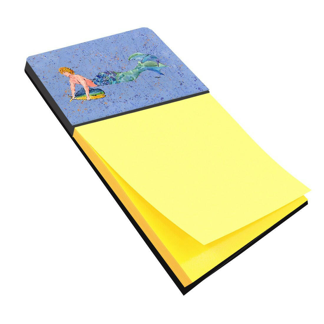 Blonde Merman Watercolor Sticky Note Holder Refillable Dispenser Desk Accessory 3x3 Pad Gift